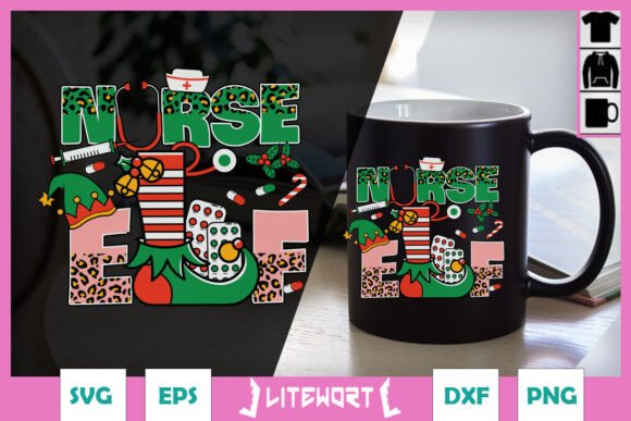 Christmas Nurse Elf Happy SVG: Crafts & Graphics