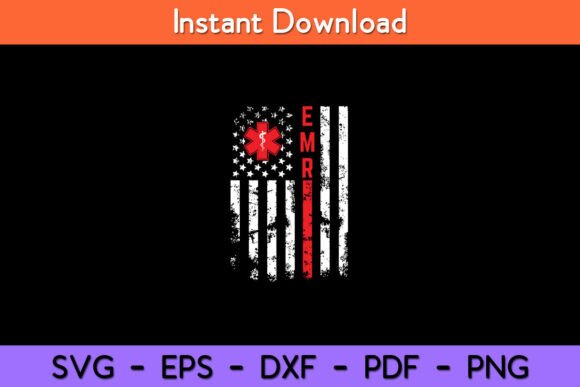 Emergency Medical Responder US Flag EMR Graphics Crafts