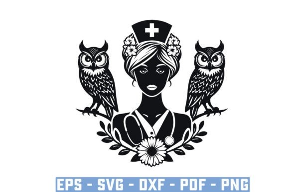 Funny Owl Nurse Graphics for Crafts
