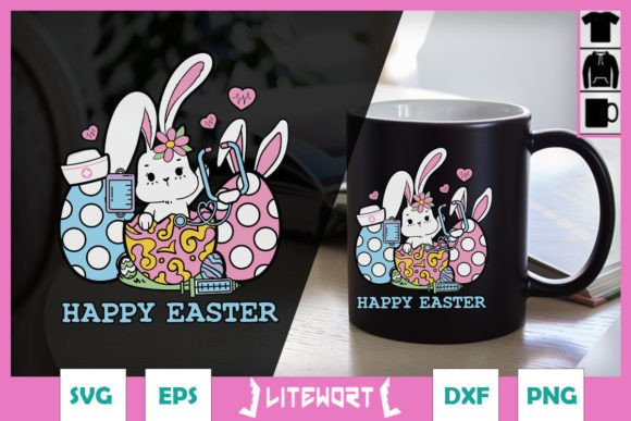 Happy Easter Nurse Bunny SVG for Crafts and Graphics