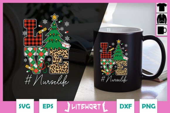 Happy Love Nurse Life Christmas SVG for Crafts