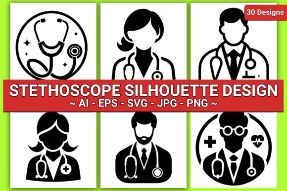 Stethoscope Silhouette Designs for Graphics and Crafts