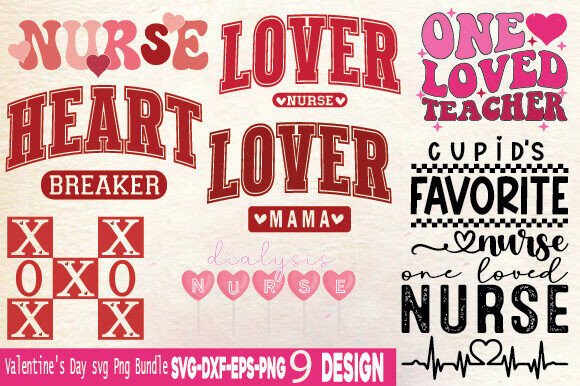 Valentine’s Nurse Bundle: Graphics for Crafts